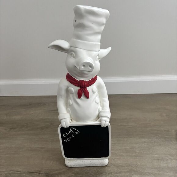 VTG Ceramic Pig Chef Chalkboard 17” Statue Kitchen Decor Figure Menu Board READ - Picture 2 of 16